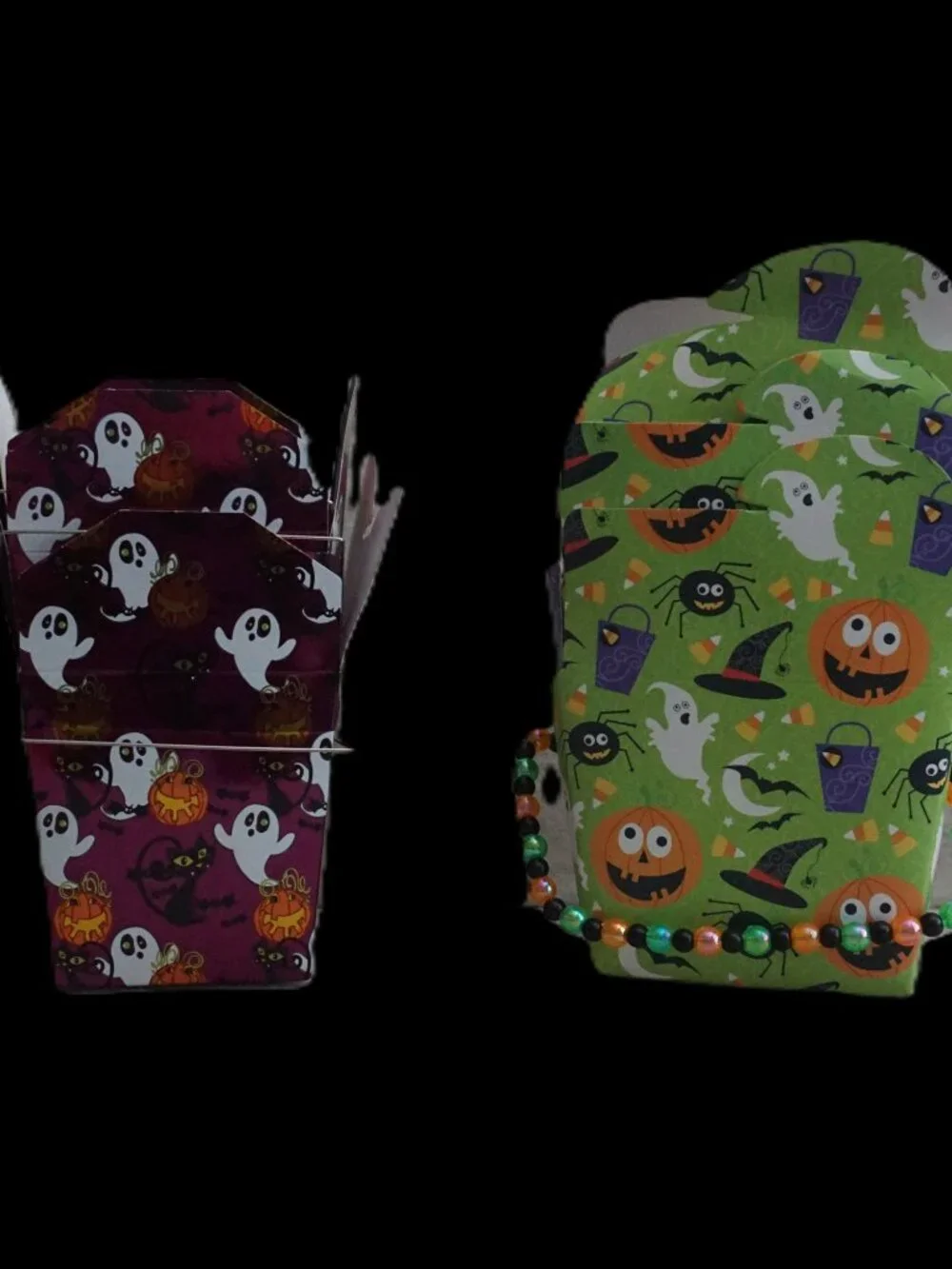 Chinese Take-Out Treat Boxes Halloween Bundle of 6 Boxes Beaded or Metal Handles